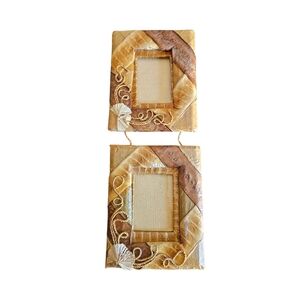 Handcrafted Banana Leaf Double Hanging Photo Frame With Rope & Rafia Accents
